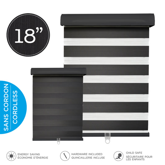 Cordless Roller Shade - 18''W x 36''L - Black