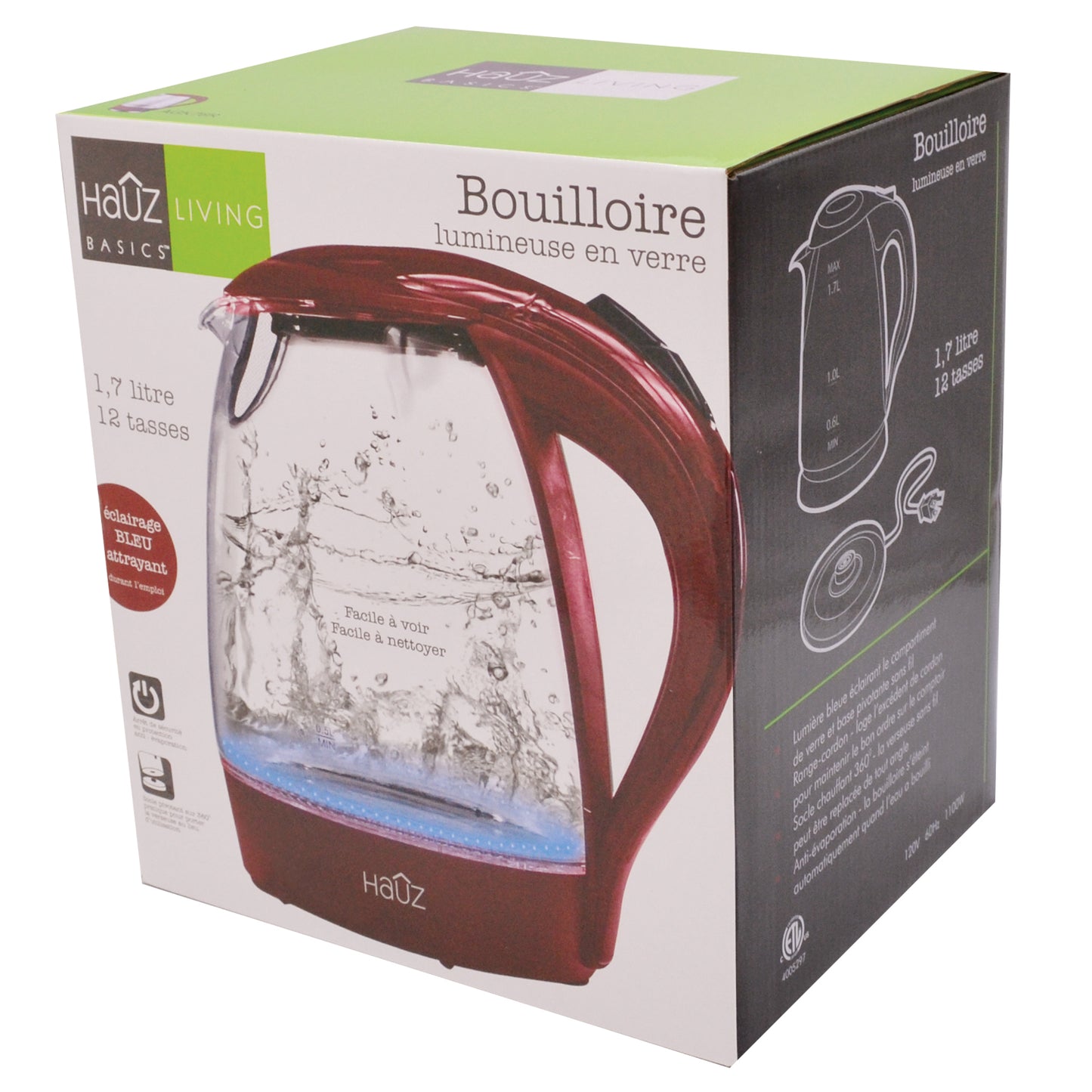 Glass Kettle 1.7 L - Red