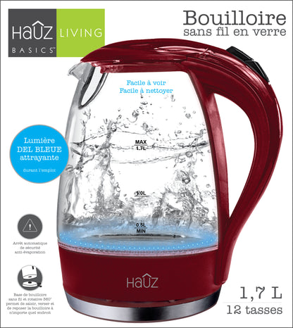 Glass Kettle 1.7 L - Red